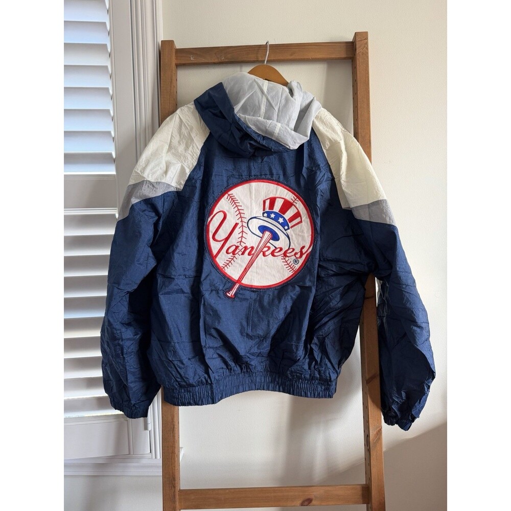90s New York Yankees Hood Windbreaker Vintage MLB Genuine Merchandise Jacket L